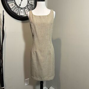 Trio New York Career Beige/Tan/Brown Above Knee Sheath Dress Size 10P